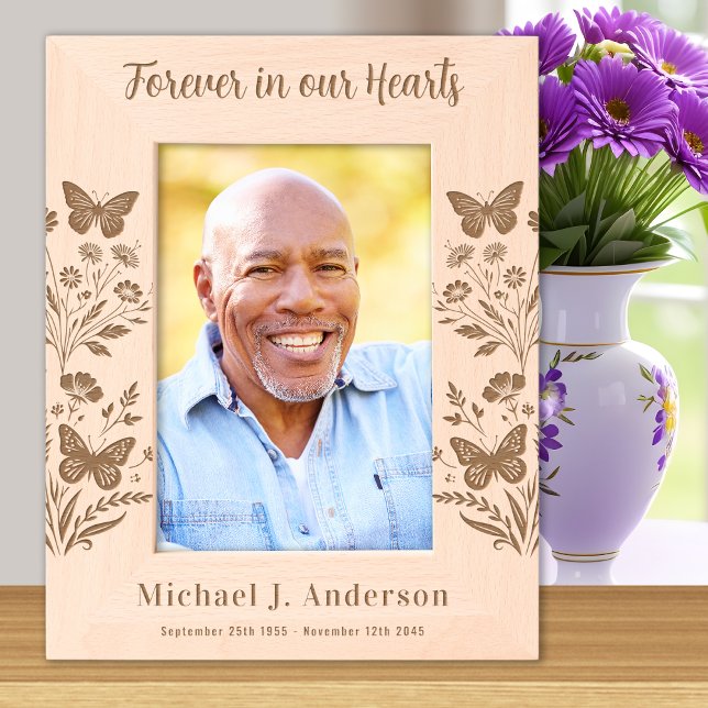 Cadres Gravés Personnalisé Floral Forever Hearts Wood Photo (Créateur téléchargé)