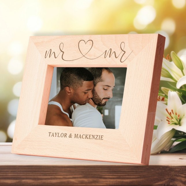 Cadres Gravés Personnalisé M. et M. Gay Couples Noms Coeur (Personalized Mr and Mr Gay Couples Names Heart Etched Frames by Ricaso. Same sex wedding gift ideas)