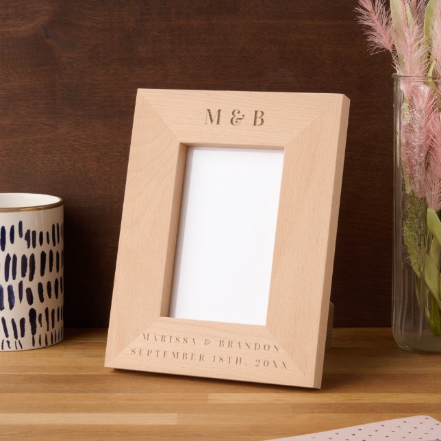 Cadres Gravés Personnalisé Mariage Couple Monogramme Photo (Gauche)