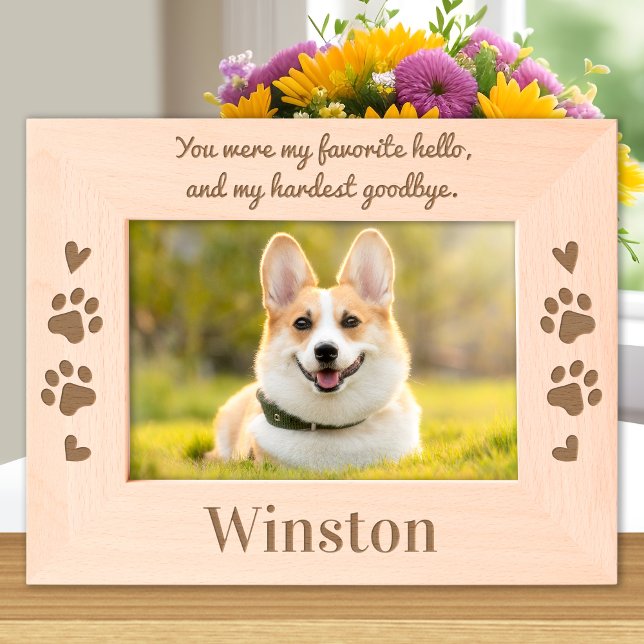 Cadres Gravés Pet Dog Memorial Favorite Hello Custom Wood Laser (Créateur téléchargé)