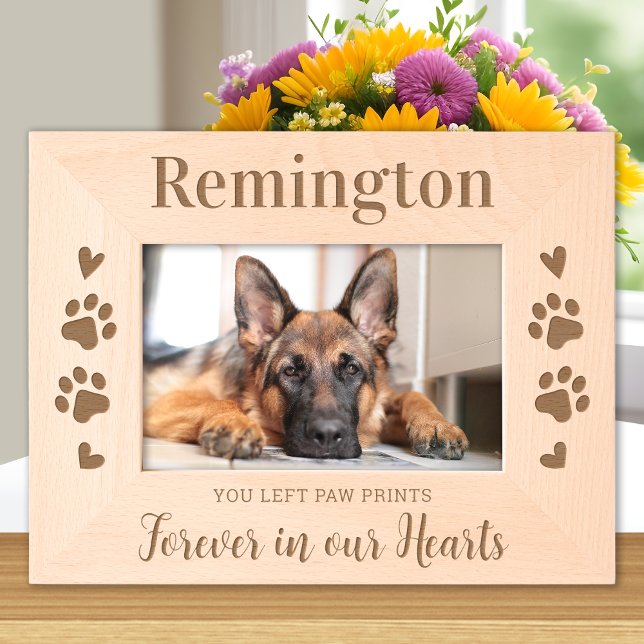 Cadres Gravés Pet Memorial Dog Cat Paw Personalized Wood Picture (Créateur téléchargé)
