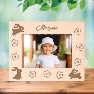 Cadres Gravés Petits lapins et fleurs mignons 7x5