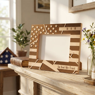 Cadres Gravés Photo personnalisée USA Motto et American Flag Art