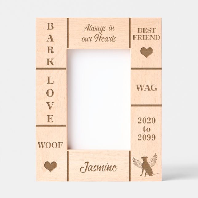 Cadres Gravés Portrait 4x6 Animal Memorial Angel Nom du chien An (Recto)