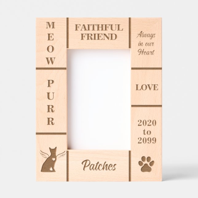 Cadres Gravés Portrait 4x6 Animal Memorial Angle Nom du chat Ann (Recto)