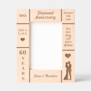 Cadres Gravés Portrait 5x7 Diamant 60e Anniversaire du Mariage