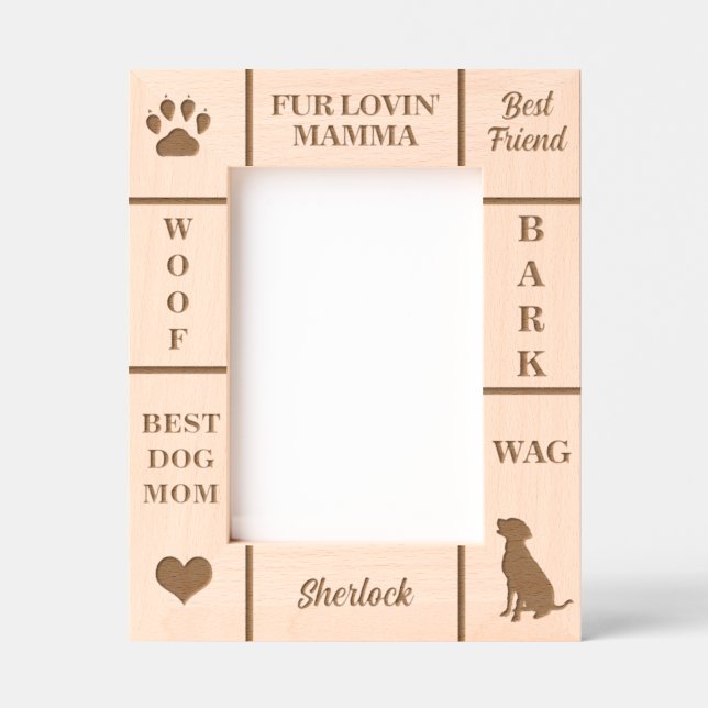 Cadres Gravés Portrait 5x7 MEILLEUR Chien MOM Jamais Nom personn (Recto)