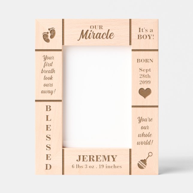 Cadres Gravés Portrait 5x7 Nouveau bébé personnalisé (Recto)