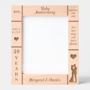 Cadres Gravés Portrait 8x10 Ruby 40e anniversaire de Mariage