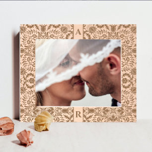 Cadres Gravés Rtro Elegant Floral Couple Nom initial Monogramme