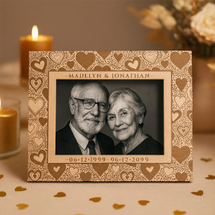 Cadres Gravés Saint Valentin Coeur & Foliage Anniversaire Mariag