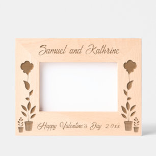 Cadres Gravés Saint-Valentin Noms de couple personnalisés Floral