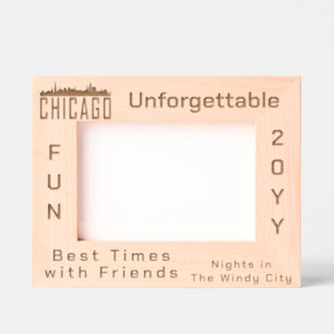 Cadres Gravés Silhouette minimaliste personnalisée Chicago City 