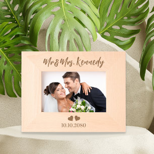 Cadres Gravés Simple M. Et Mme Nom Mariage Date Hearts