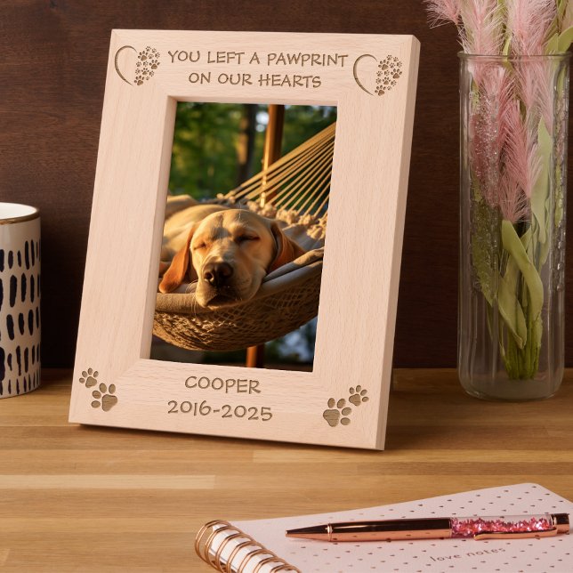 Cadres Gravés Souvenez-vous Pet Paw Coeur pour vous souvenir Sym (Remembrance Pet Paw Heart to Remember Dog Sympathy Engraved Frames cats animal paw pets day gifts )