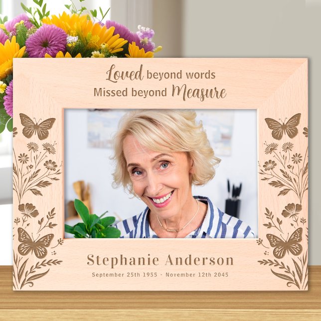 Cadres Gravés Souvenir du souvenir Floral Custom Wood Photo (Créateur téléchargé)