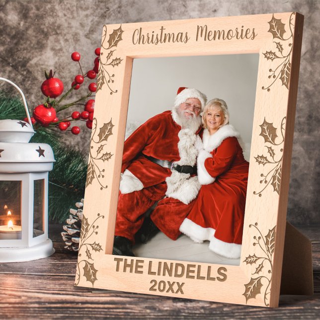 Cadres Gravés Souvenirs de Noël Holly Feuilles Nom personnalisé (Créateur téléchargé)