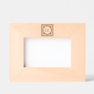 Cadres Gravés Style Deco Cercle dans Carrés avec Monogrammes