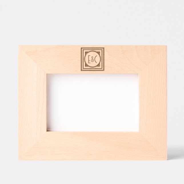Cadres Gravés Style Deco Cercle dans Carrés avec Monogrammes (Recto)
