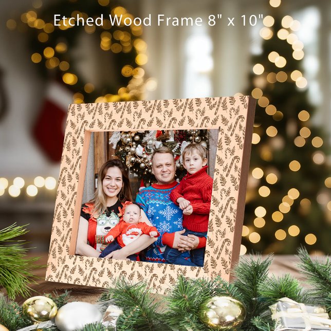 Cadres Gravés Sucre de canne de Noël Motif 10x8 (Christmas Candy Cane Pattern 10x8 Etched Frames)