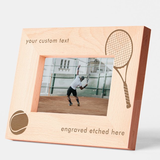 Cadres Gravés Tennis sur image personnalisée gravée (Custom Personalized Engraved Picture Frame Tennis)