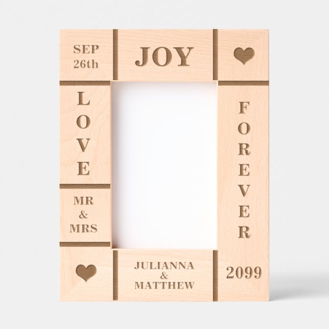 Cadres Gravés Texte personnalisé mariage ou anniversaire Vert 4x (Recto)