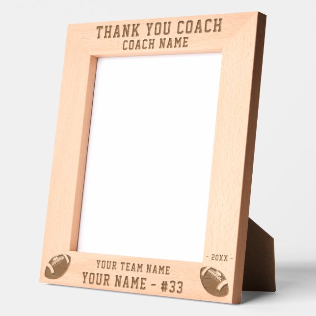 Cadres Gravés Thank you Coach Football Team Name Sports (Gauche)