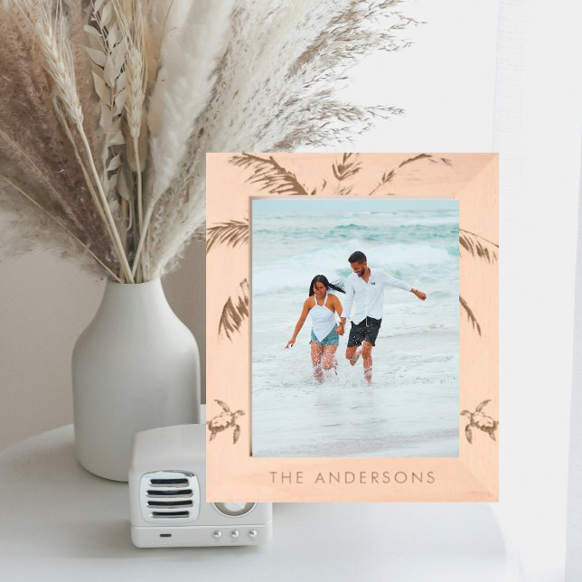 Cadres Gravés Tortue de mer tropicale personnalisée en bois (Créateur téléchargé)