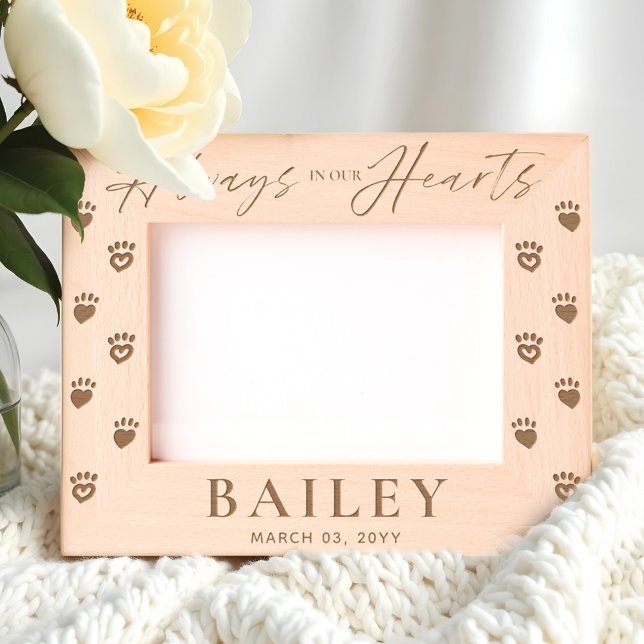 Cadres Gravés Toujours dans nos coeurs Pet Memorial Nom Keepsaké (Always in Our Hearts Pet Memorial Name Keepsake Etched Frames)