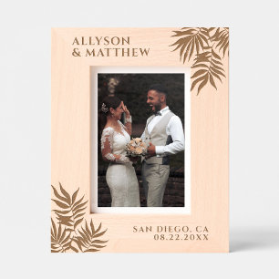 Cadres Gravés Tropical Palm Feuille Personnalisé Noms Date Maria