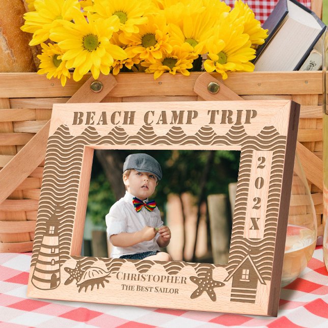 Cadres Gravés Vacances Plage (Beach Trip Laser Etched Frame.)
