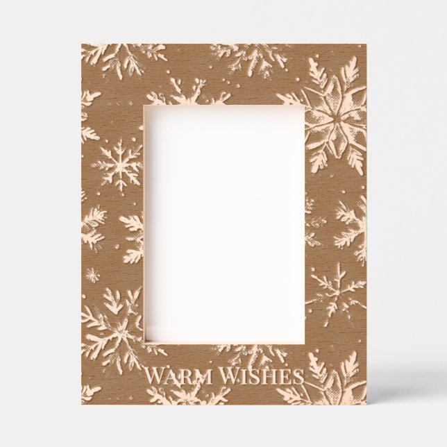 Cadres Gravés Vœux Chaleureux Flocons Noël (Recto)