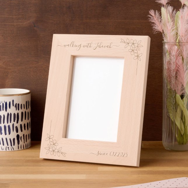 Cadres Gravés Walking with Jehovah Since 20xx Floral Script (Créateur téléchargé)