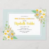 Cadres jonquilles Anniversaire Invitation