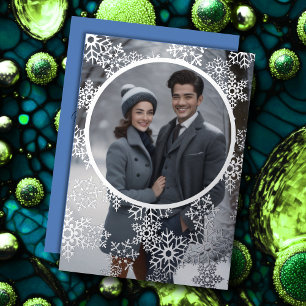 Cadres Snowflakes et votre carte de vacances Photo