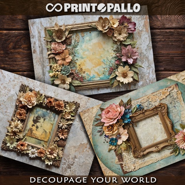 Cadres vintage avec fleurs et papier -  (Créateur téléchargé)