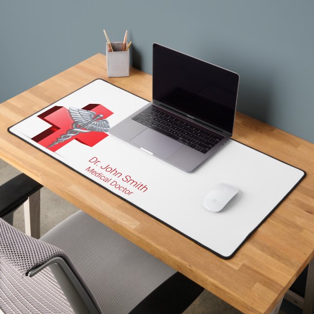 Caducée Medical Argent 3D Croix Rouge (Bureau 2)
