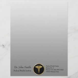 Caducée Médicale d'or - en-tête de lettre
