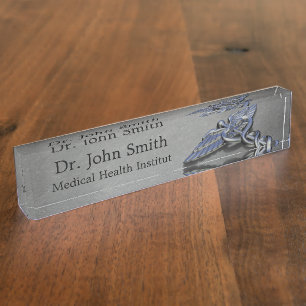 Caducée Médicale professionnel de chrome - plaque