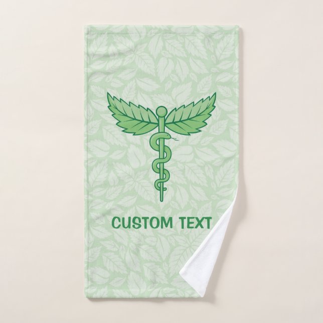Caduceus avec arrière - plan feuille (Serviette à main)