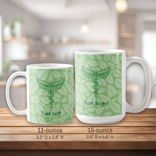 Caduceus avec Arrière - plan Feuille de café Mug