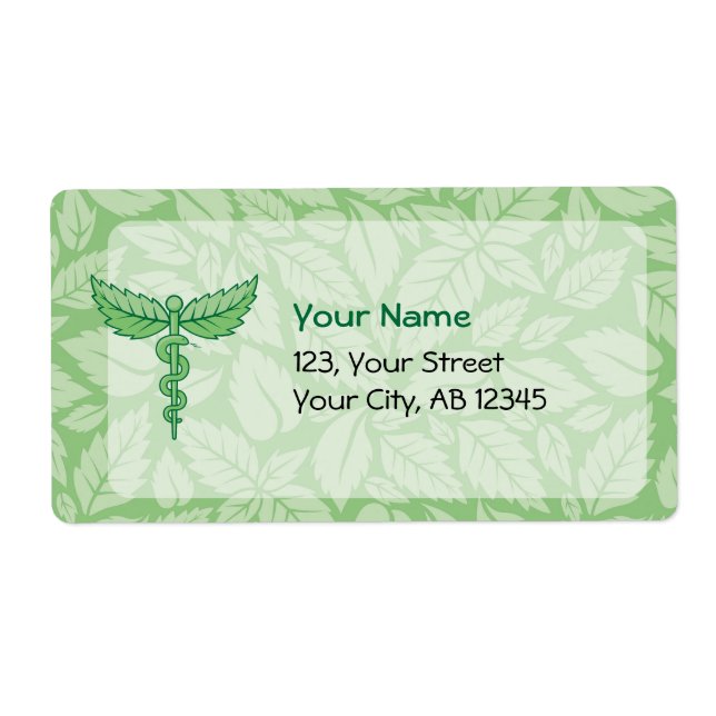 Caduceus avec Étiquette Arrière - plan Feuille (Devant)