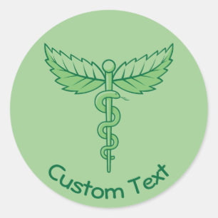 Caduceus avec Sticker rond Feuille classique