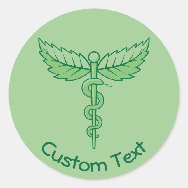 Caduceus avec Sticker rond Feuille classique (Devant)