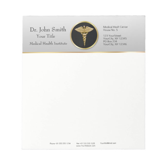 Caduceus Médicale Gold Professional - Bloc-notes (Devant)