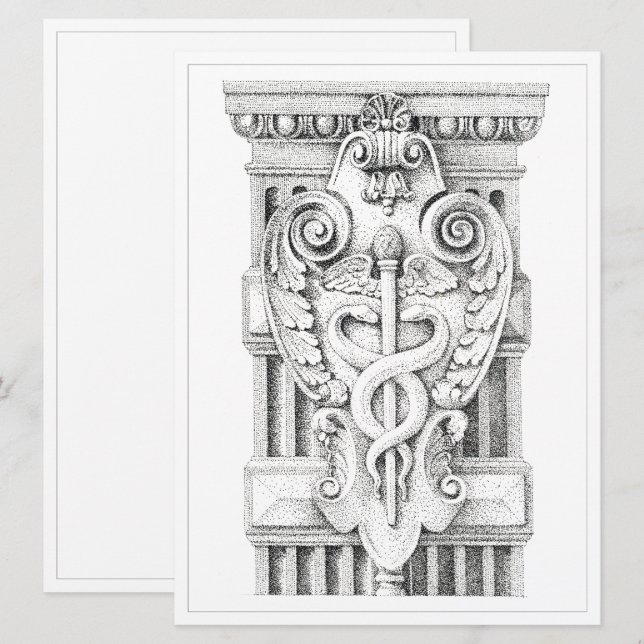 CADUCEUS PERSONNEL Carte Plat 6,5 x 8,75 (Devant / Derrière)