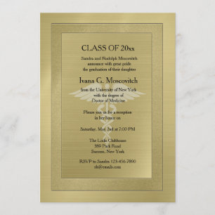Caduceus Watermark Gold Médicale Invitation