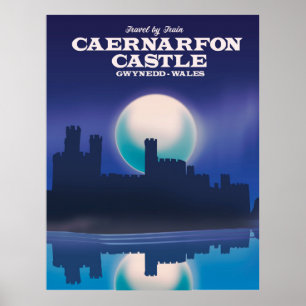 Caernarfon Castle, affiche de voyage de Galles Gwy