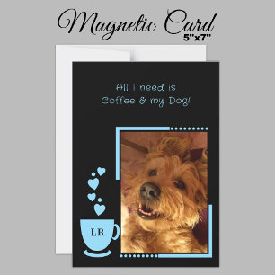 Café animaux photo noir carte magnétique bleue