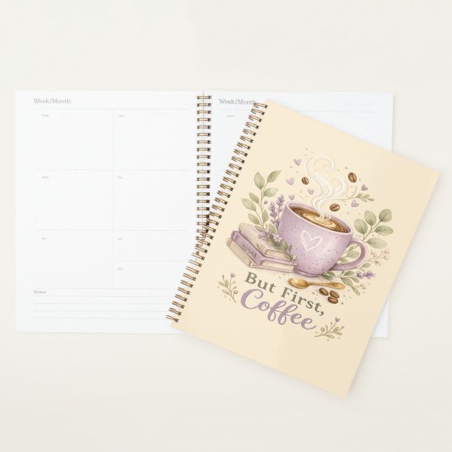 Café aquarelle lavande cosy (Devant avec enveloppe)